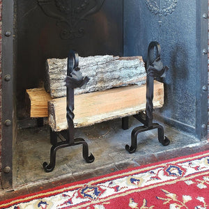 Maple Leaf Cast Iron Andirons