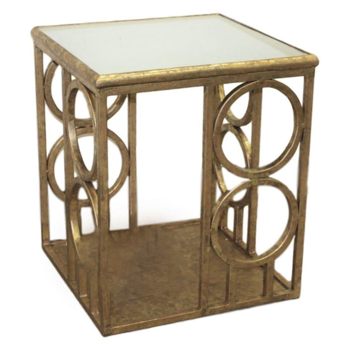 Mid-Century Side Table with Mirrored Top