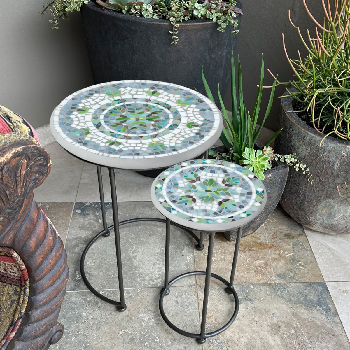 Miraval Mosaic Round Nesting Tables