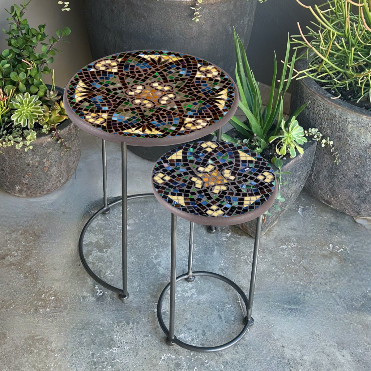 Monaco Mosaic Round Nesting Tables