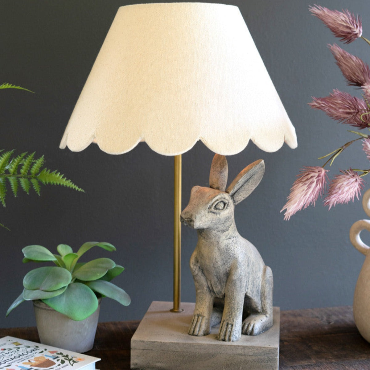 Simple Designs Cute Wonders 16.33-in Gray LED Table Lamp With Cotton Shade In The Table Lamps Department At