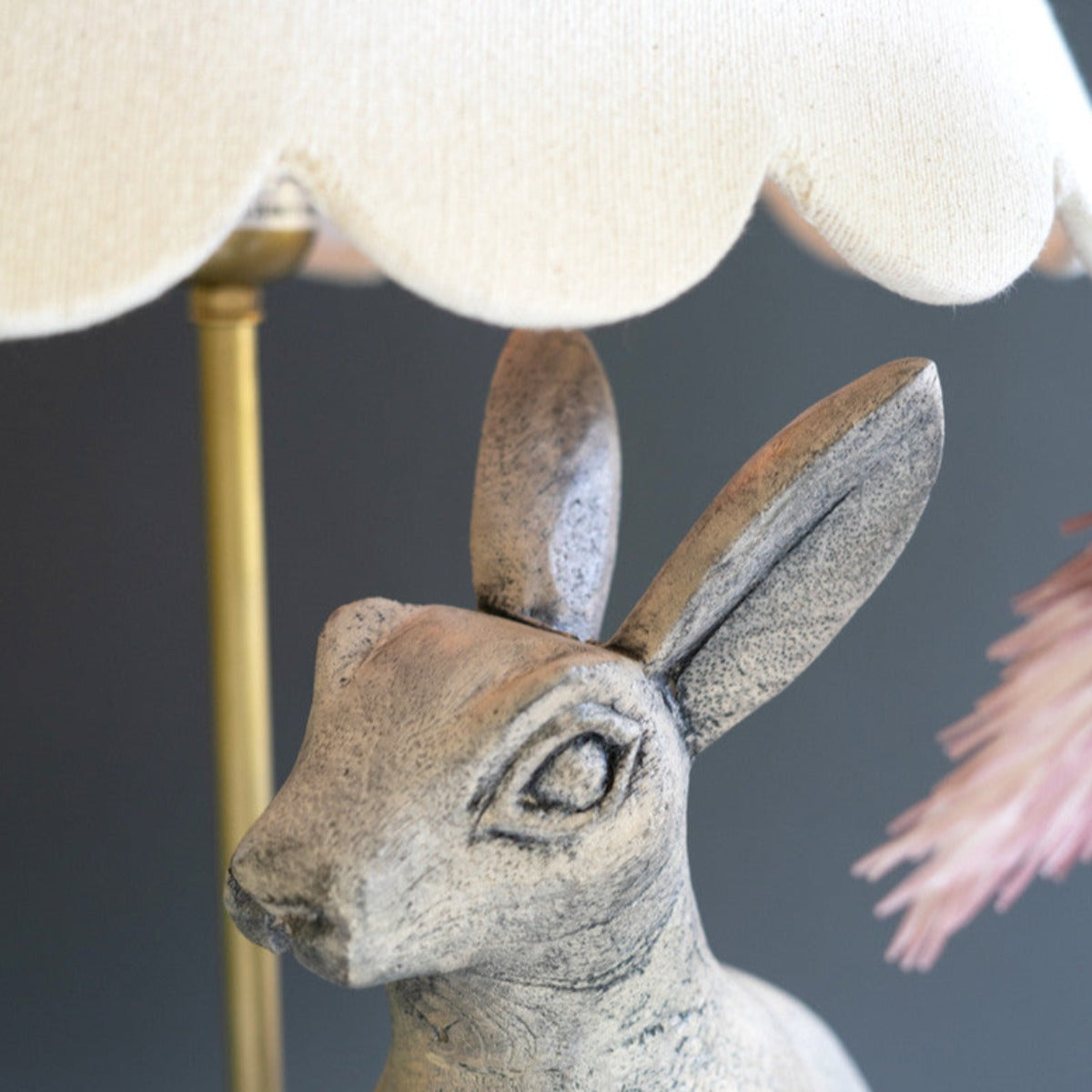 Large Rabbit Table Lamp Wooden Rabbit Table Lamp - Iron Accents