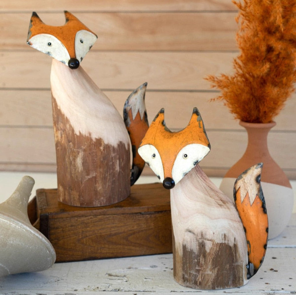 Recycled Woodland Foxes - Eco-Friendly Decor - Iron Accents