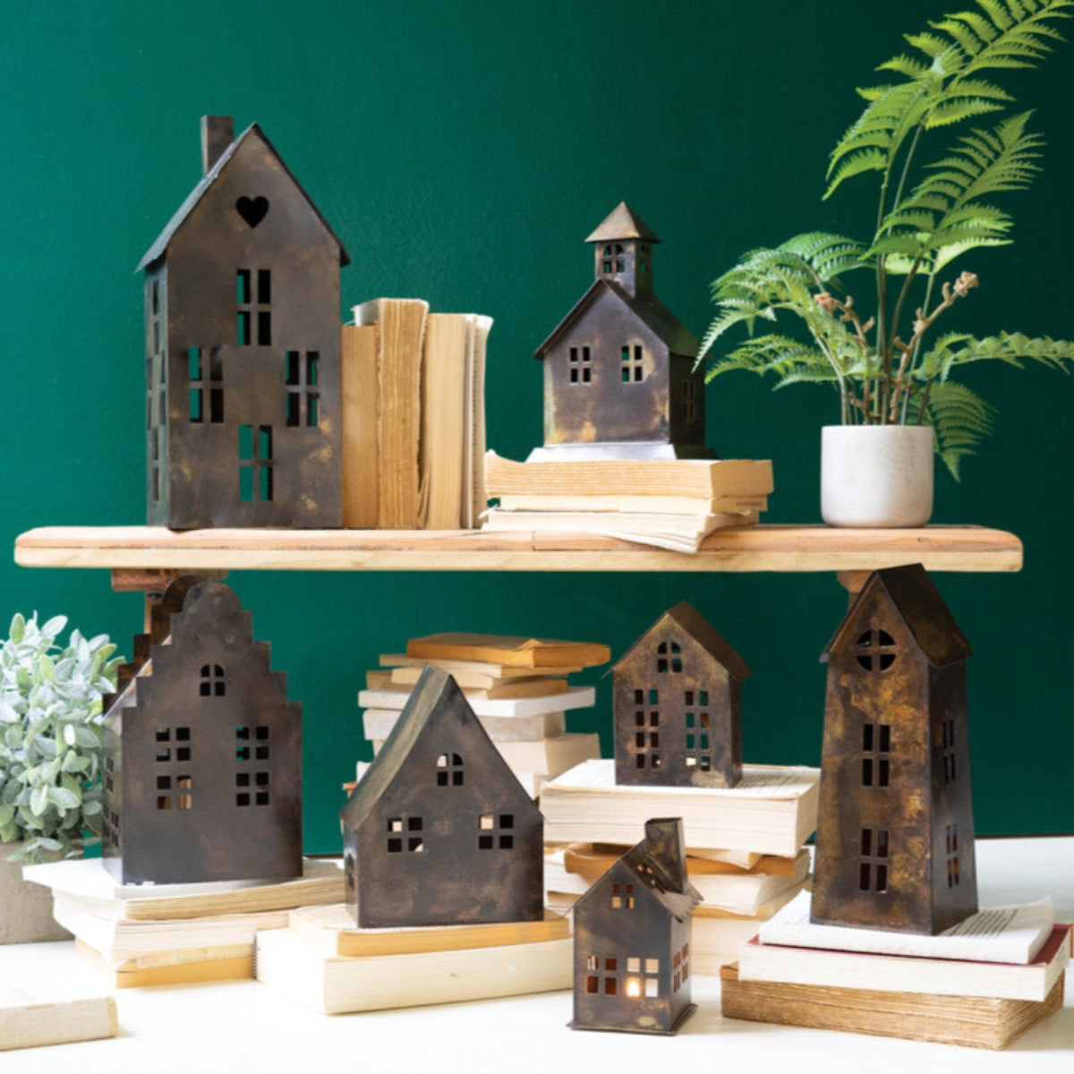 Antiqued Metal Village