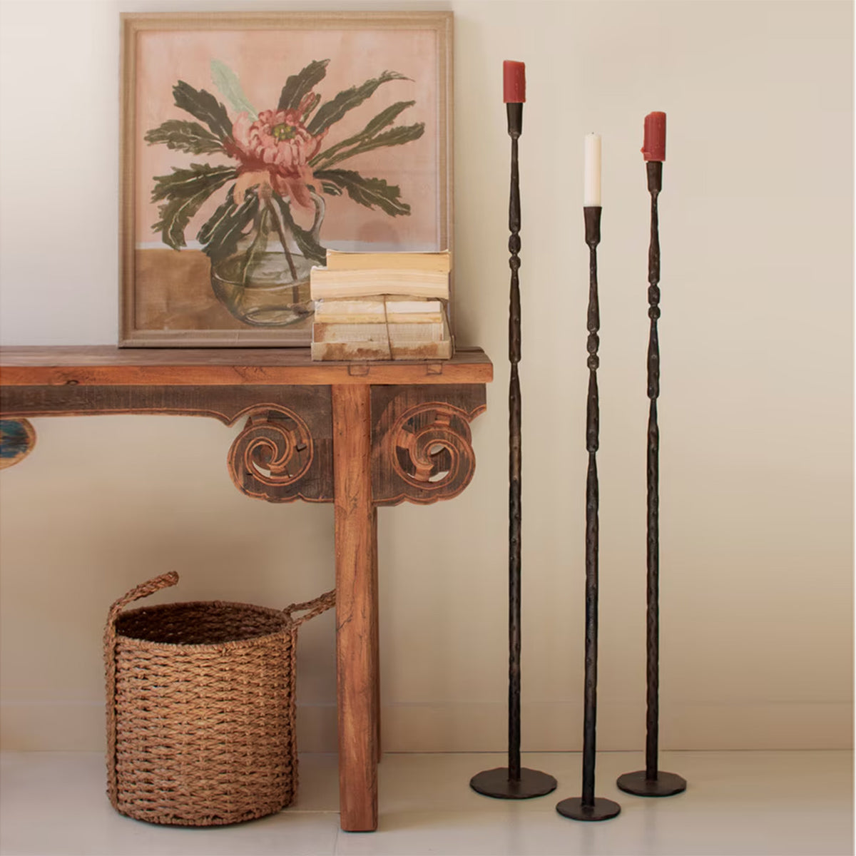 Iron Willow Floor Candle Holder Set