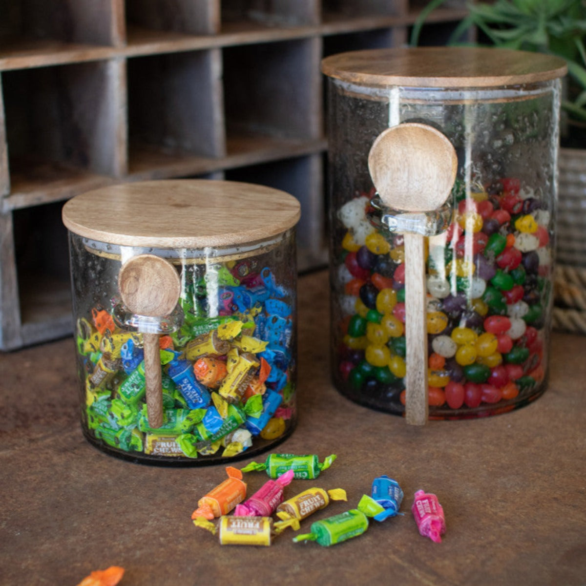 Glass Canisters w/ Wooden Tops