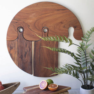 Cutting Board Wall Art - Hanging Acacia Wood Cutting Boards - This set is cutting-edge. Use this four-piece set for display and functional feeding when you puzzle out how it works. It's great for that amateur chef in a small space.