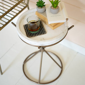 Timeless Elegance Marble-Top Side Table