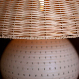 Breezy Dots Ceramic & Rattan Lamp