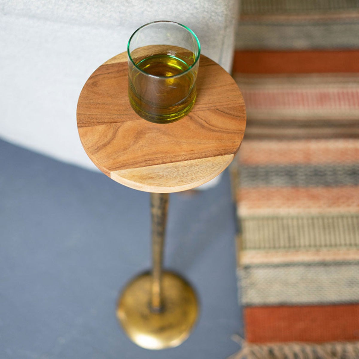 Brass Acacia Drink Table