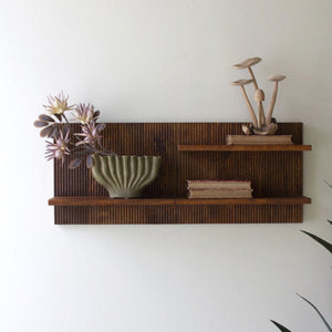  "Rhythmic Wood" Tambour Wood Shelf - Space-Efficient & Stylish