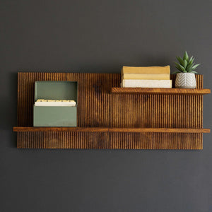 "Rhythmic Wood" Tambour Wood Shelf - Space-Efficient & Stylish