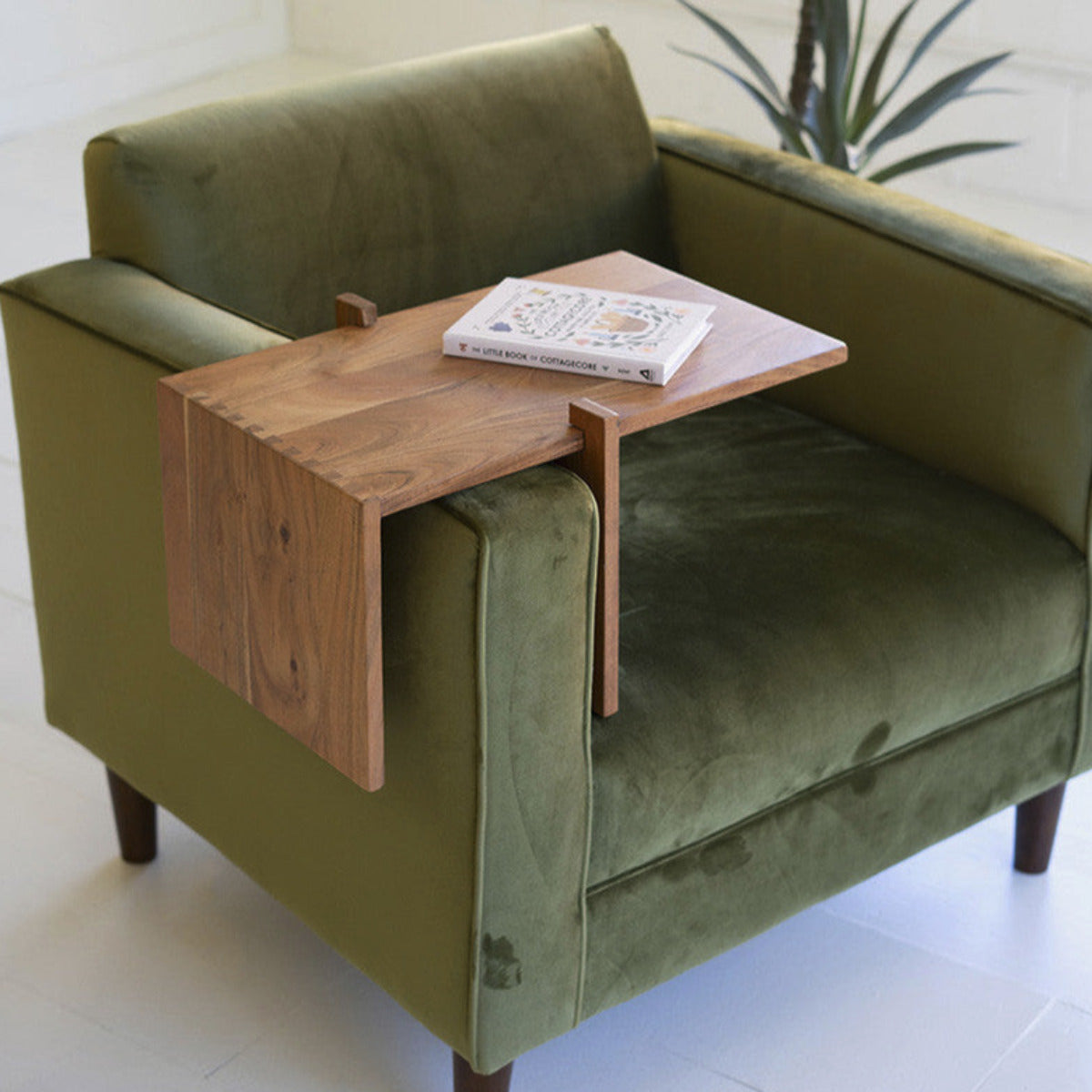 Sofa Arm Table HOLANA Acacia Wood Sofa Tray Foldable