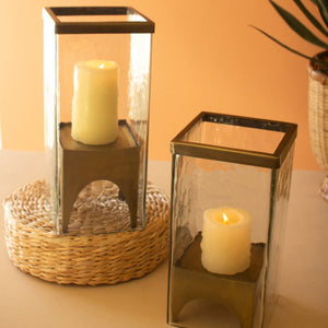 Anchor Glow Square Glass Hurricane Set