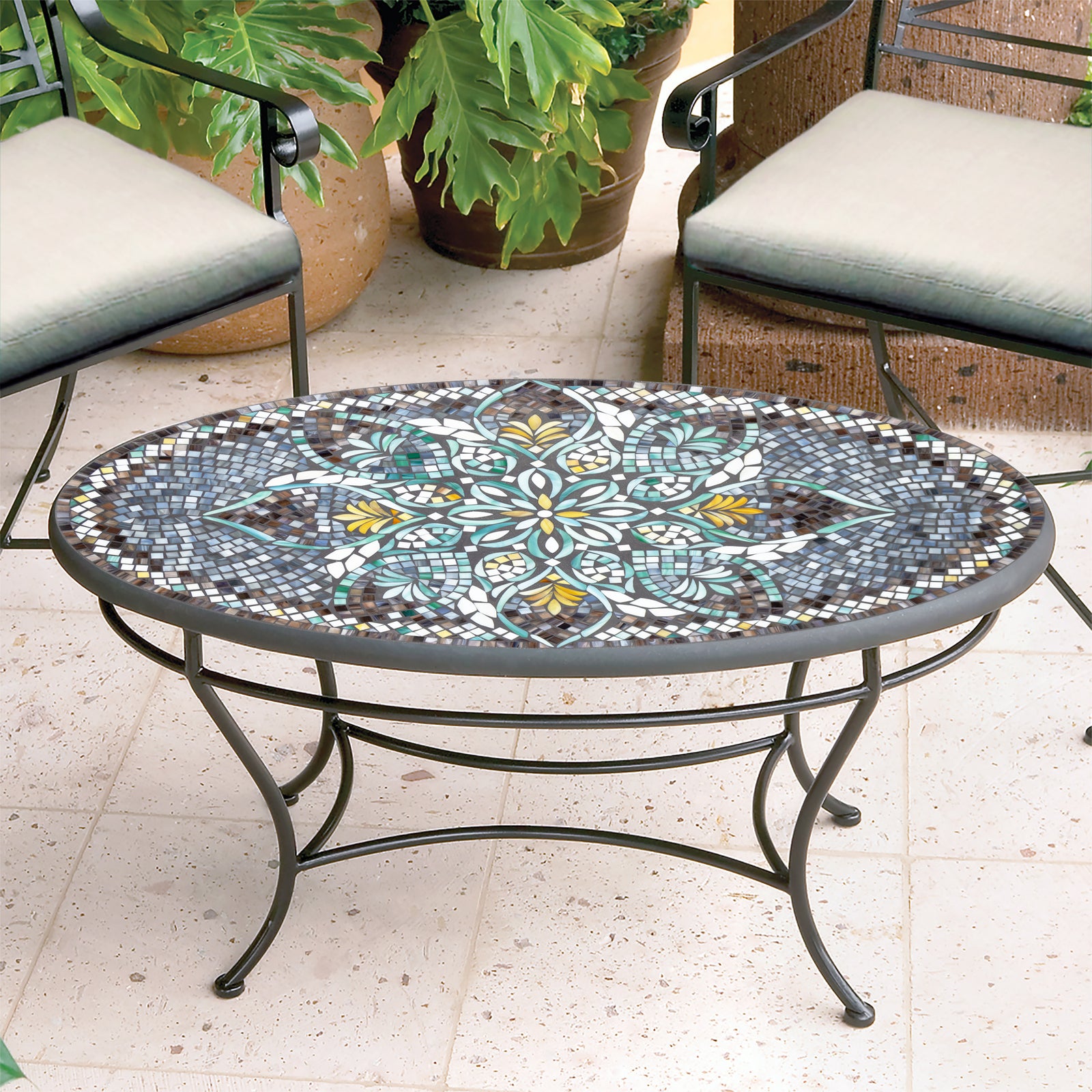 Ojai Valley Mosaic Coffee Table - Oval