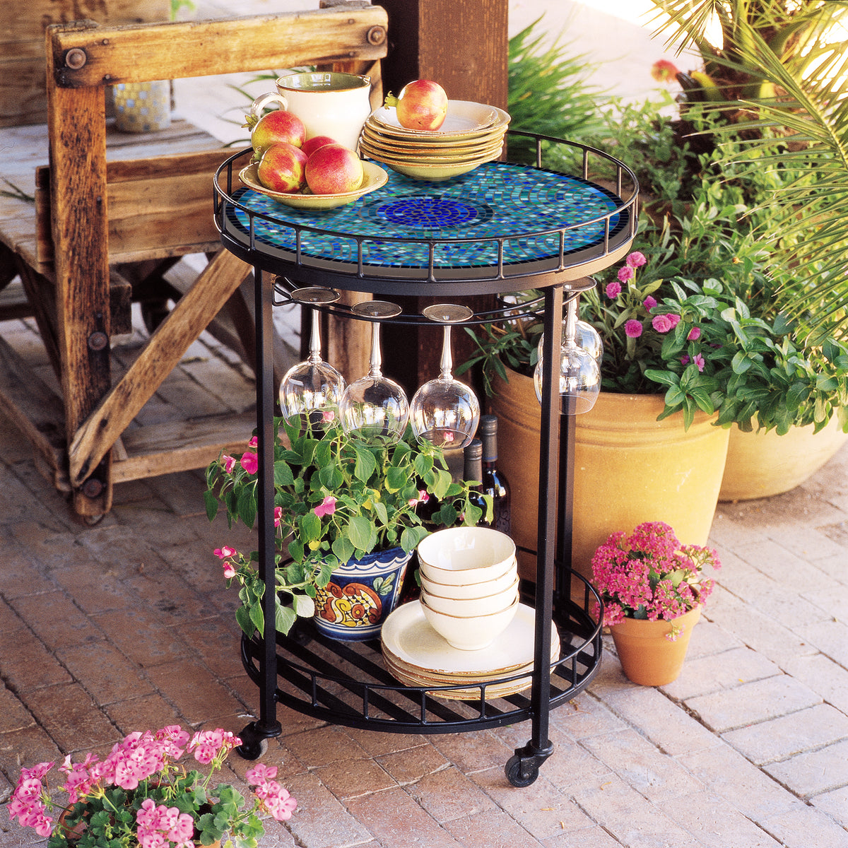 Opal Glass Mosaic Serving Cart