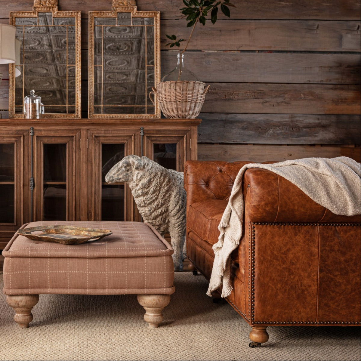 Kingswell Distressed Leather Chesterfield Sofa