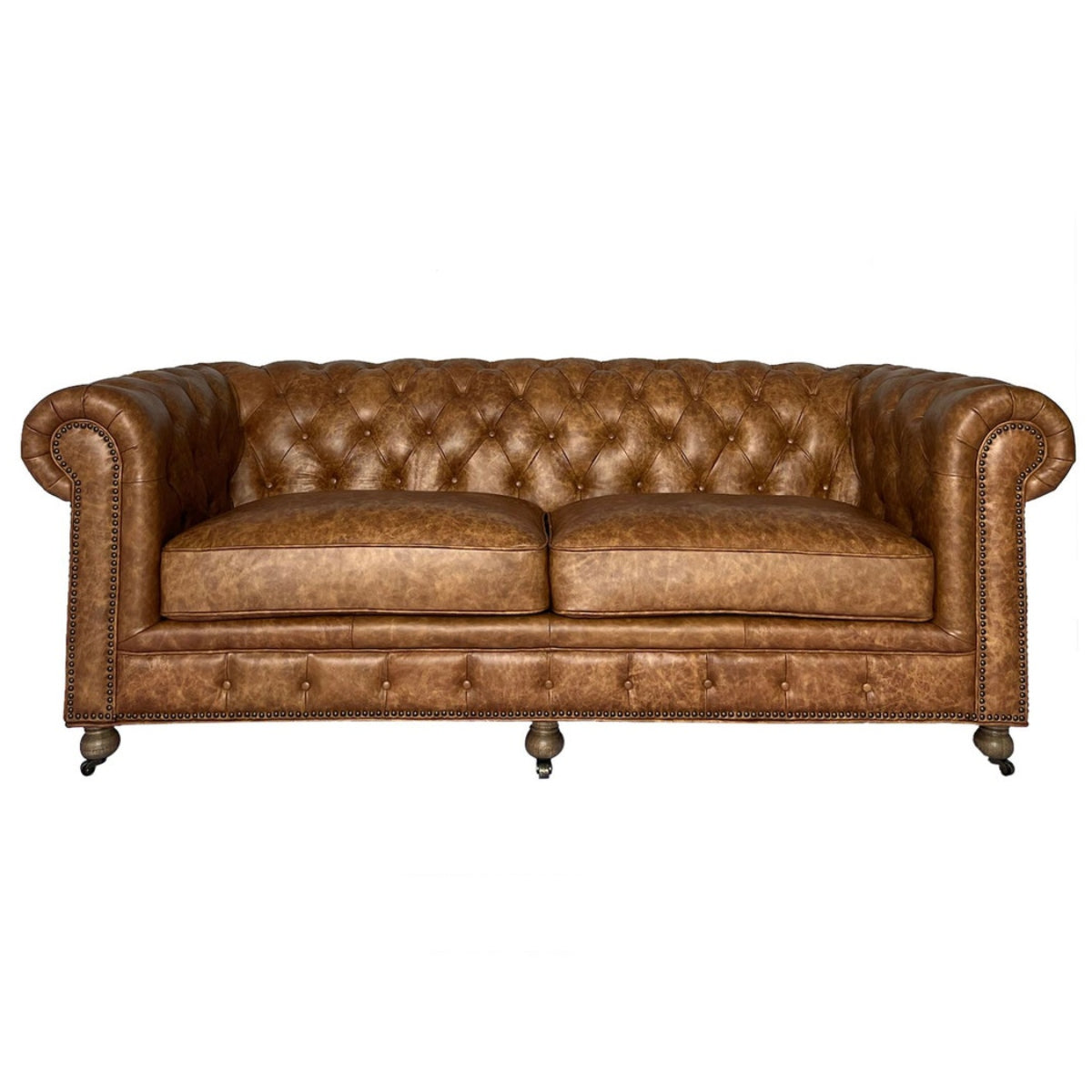 Kingswell Distressed Leather Chesterfield Sofa