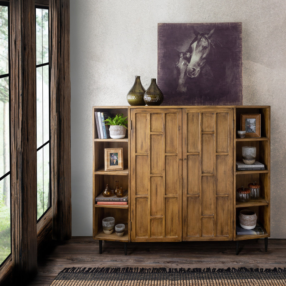 Vintage-inspired Park Hill cabinet styled with collected home accents