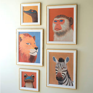 Playful Menagerie Framed Animal Prints Set