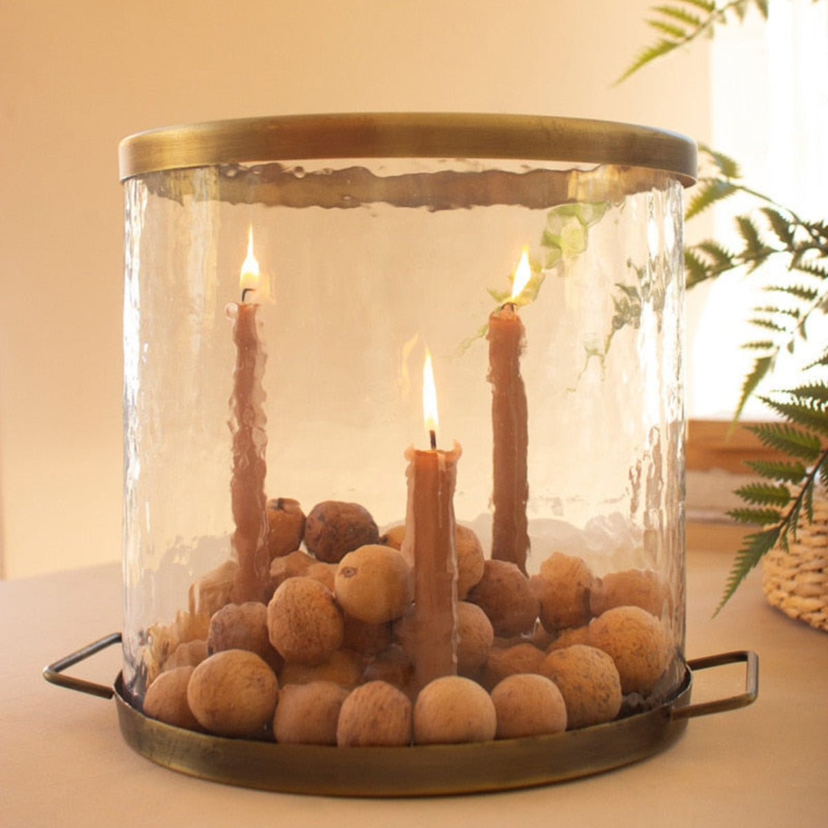 Quiet Flame Glass Cylinder with Brass Taper Holder