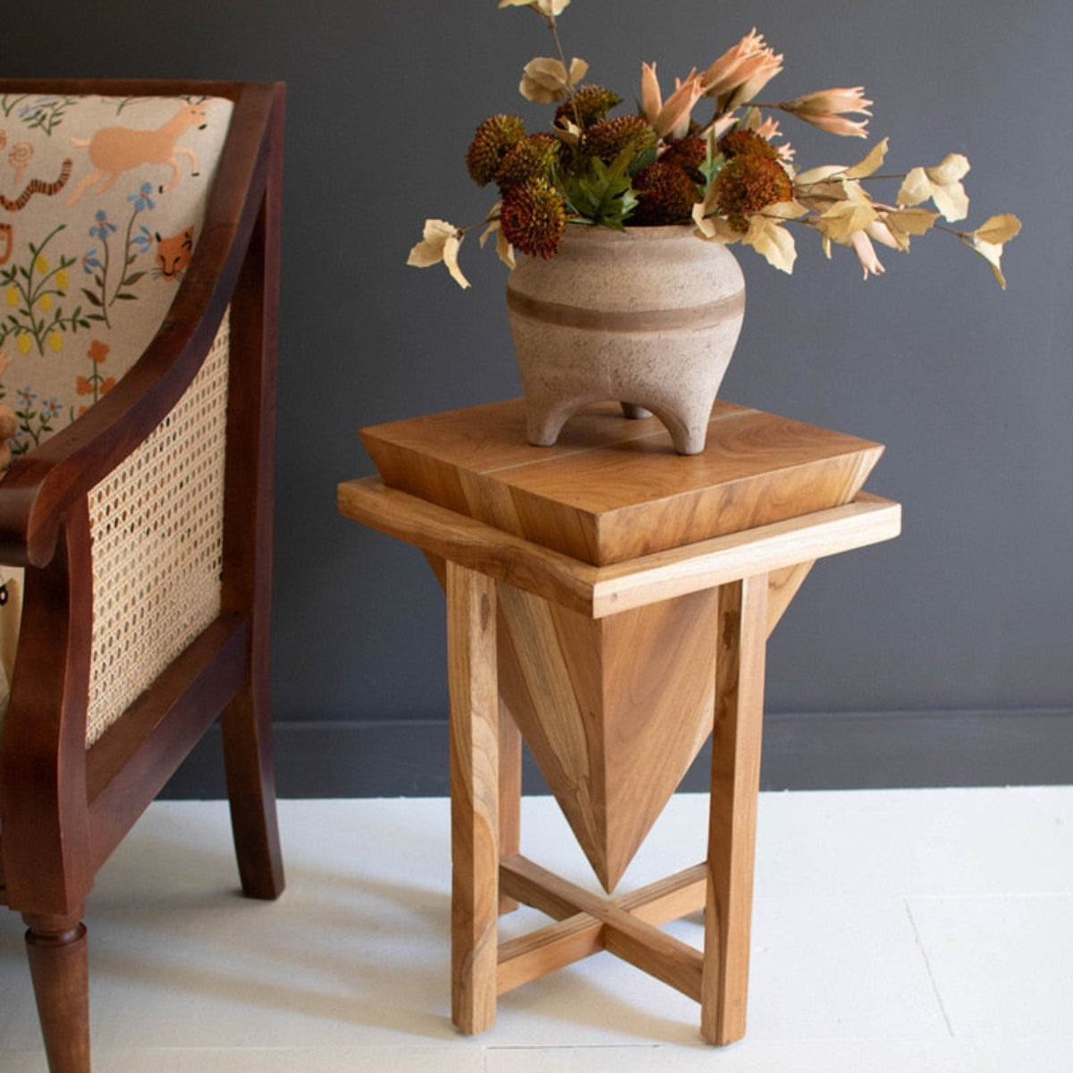 Quiet Geometry Teakwood Side Table
