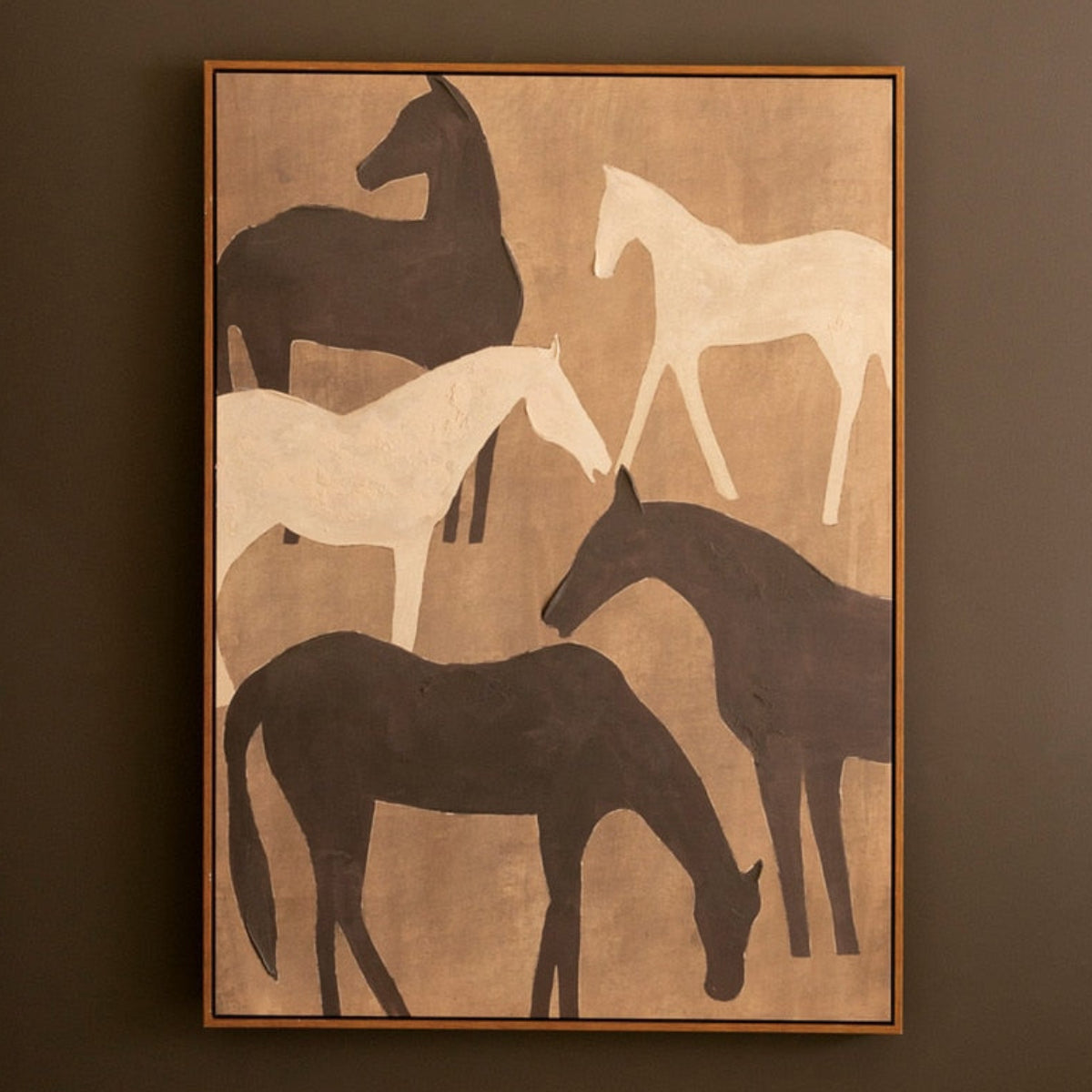 Quiet Herd Framed Horse Painting