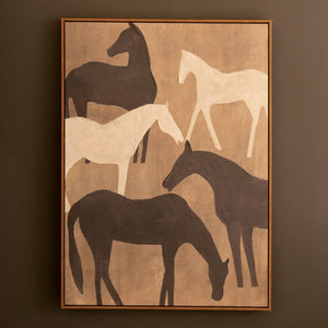 Quiet Herd Framed Horse Painting