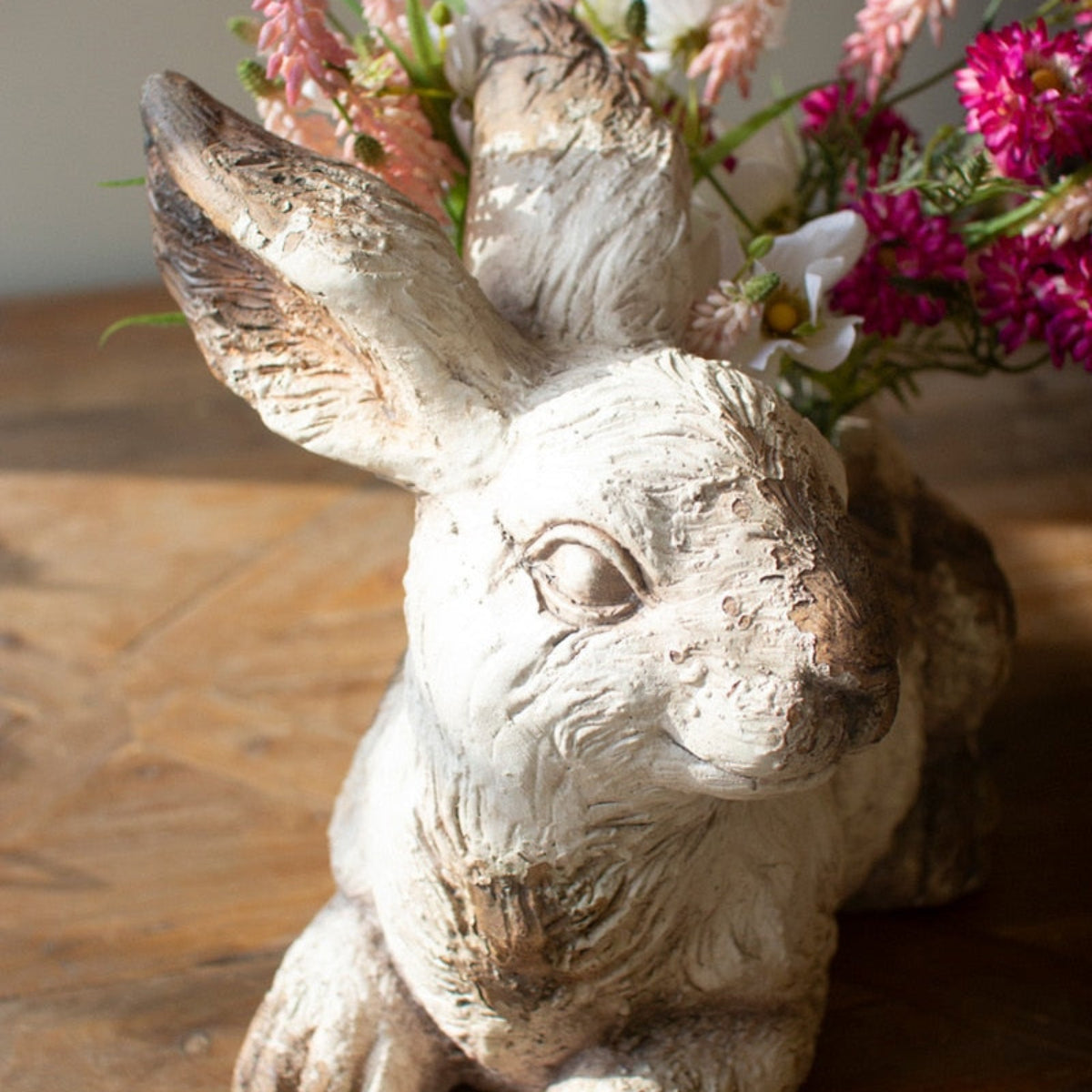 Quiet Thicket Faux Concrete Rabbit Planter