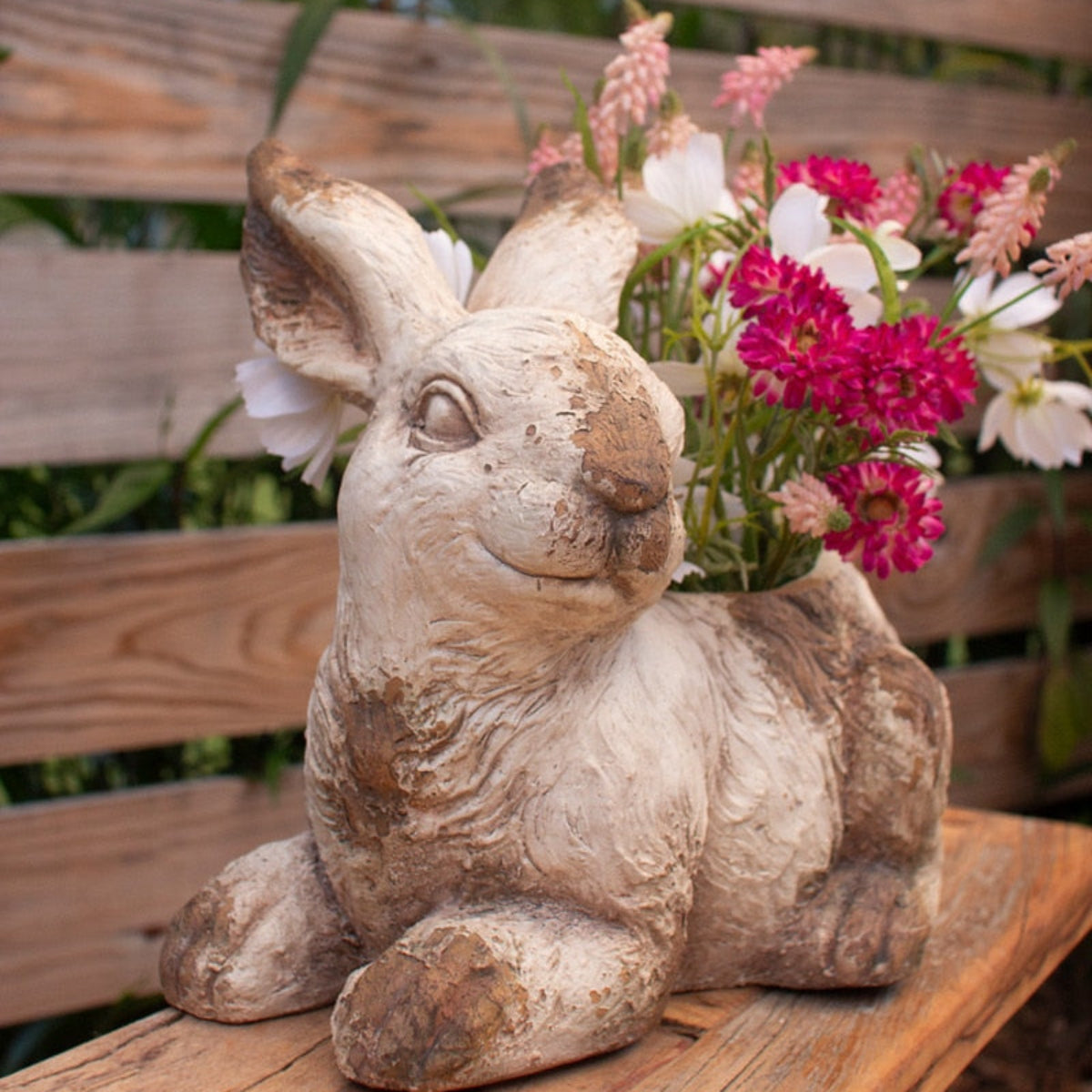 Quiet Thicket Faux Concrete Rabbit Planter