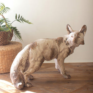 Quiet Watch Faux Concrete Fox Sculpture