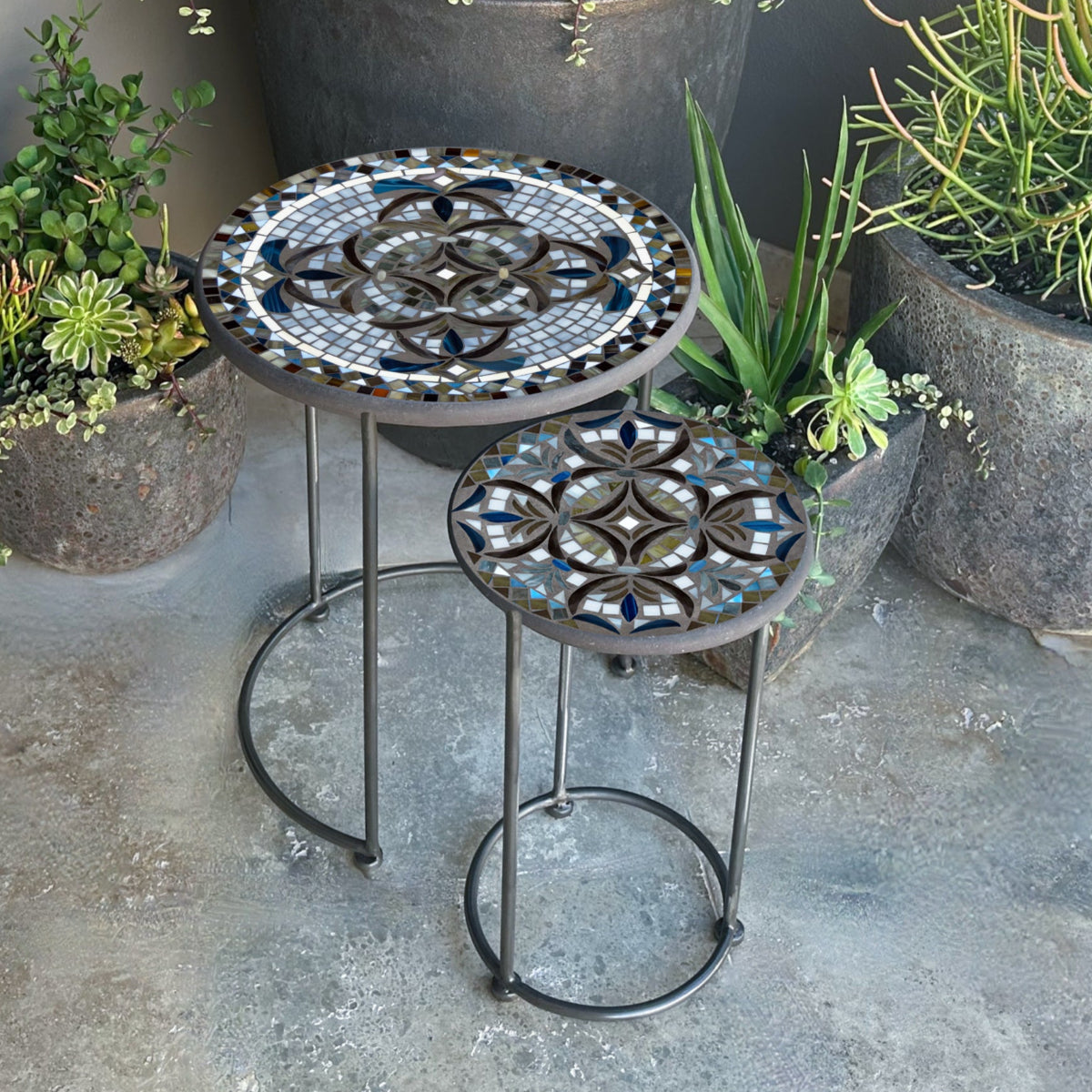 Roma Mosaic Round Nesting Tables