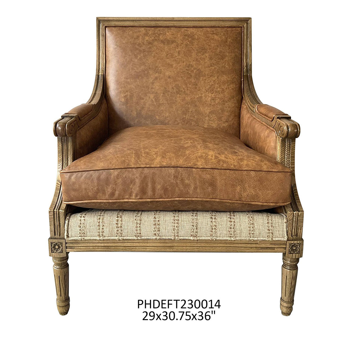 Rousseau Leather & Stripe Accent Chair