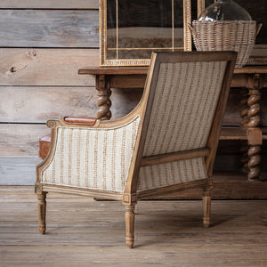 Rousseau Leather & Stripe Accent Chair