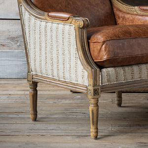 Rousseau Leather & Stripe Accent Chair