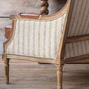 Rousseau Leather & Stripe Accent Chair
