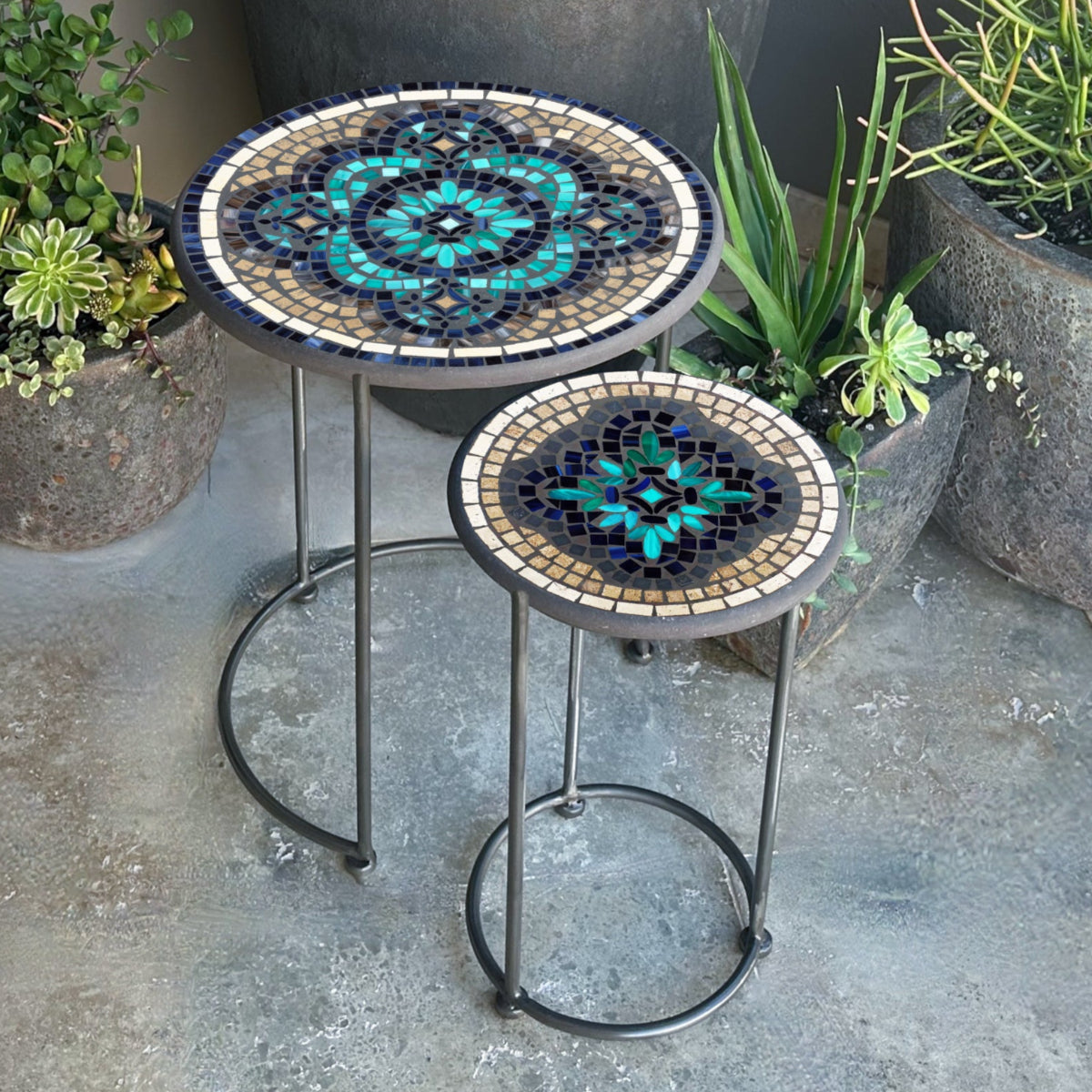 Sardinia Mosaic Round Nesting Tables