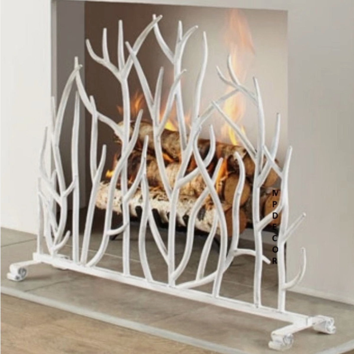 Antique White Branch Fire Screen