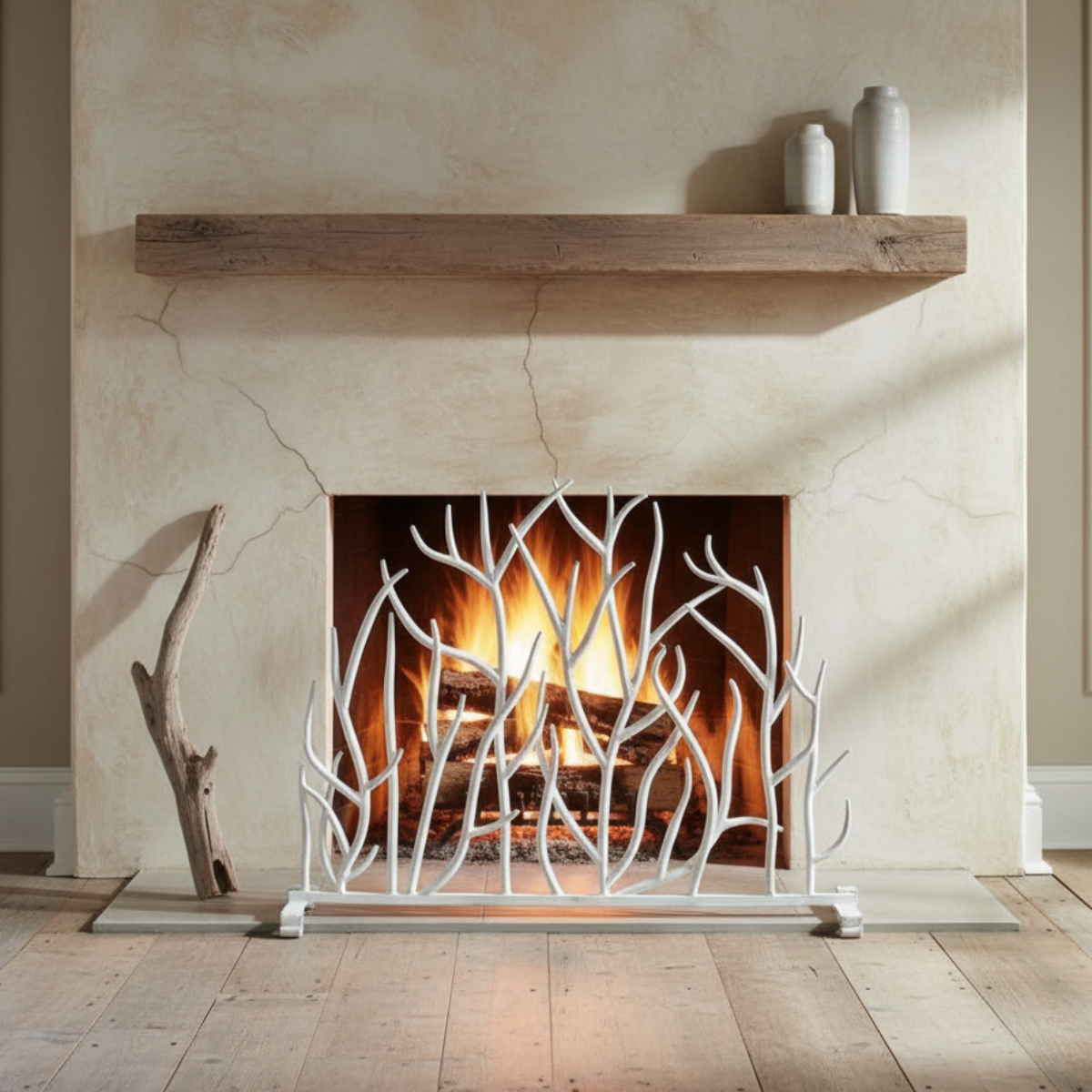 Antique White Branch Firescreen