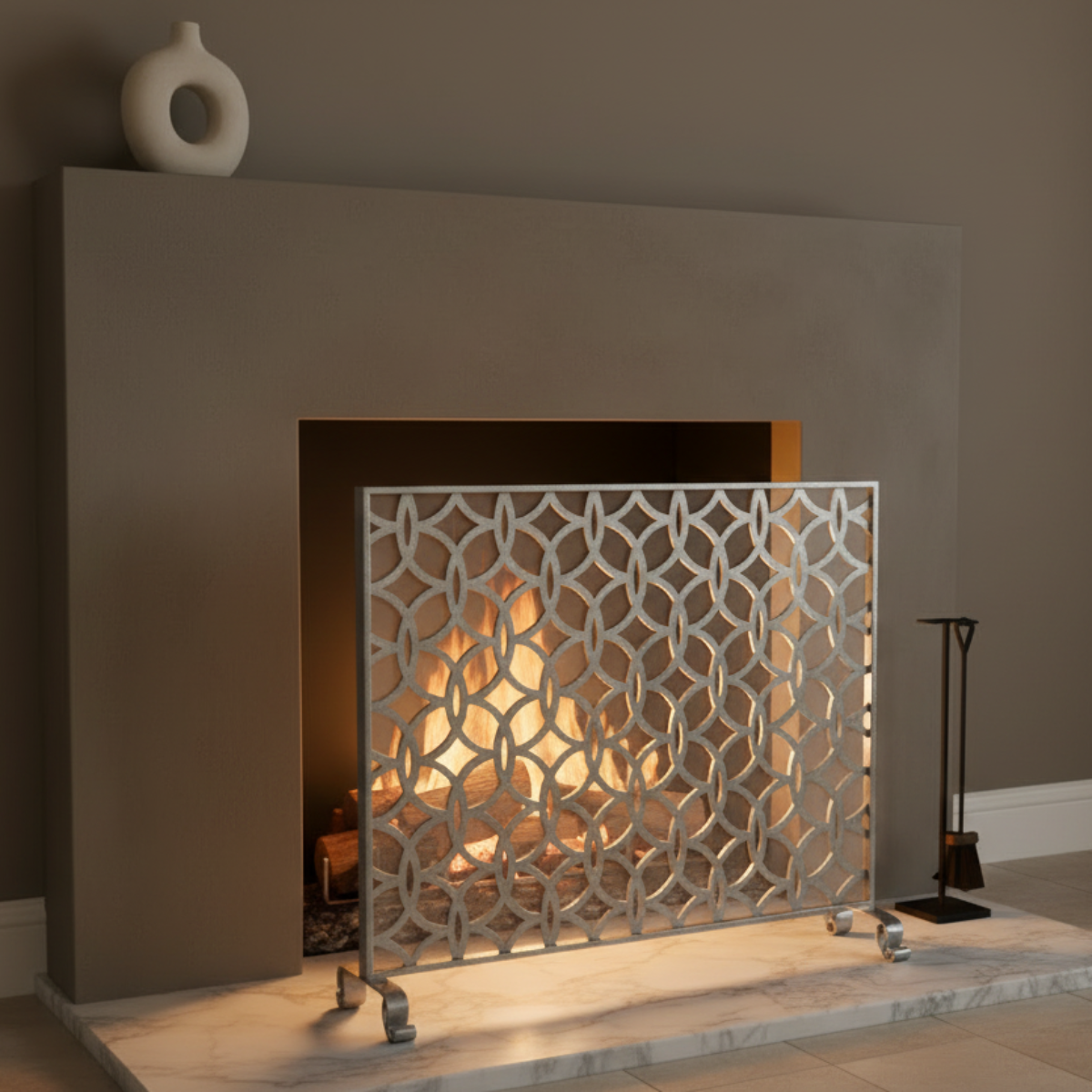 Silver Lace French Fire Screen