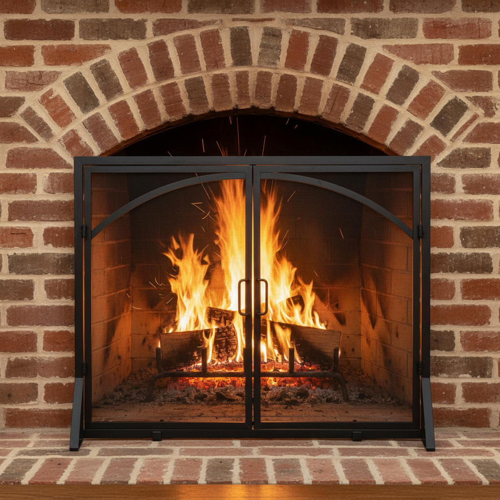 Arch Design Flat Door Screen-Iron Accents