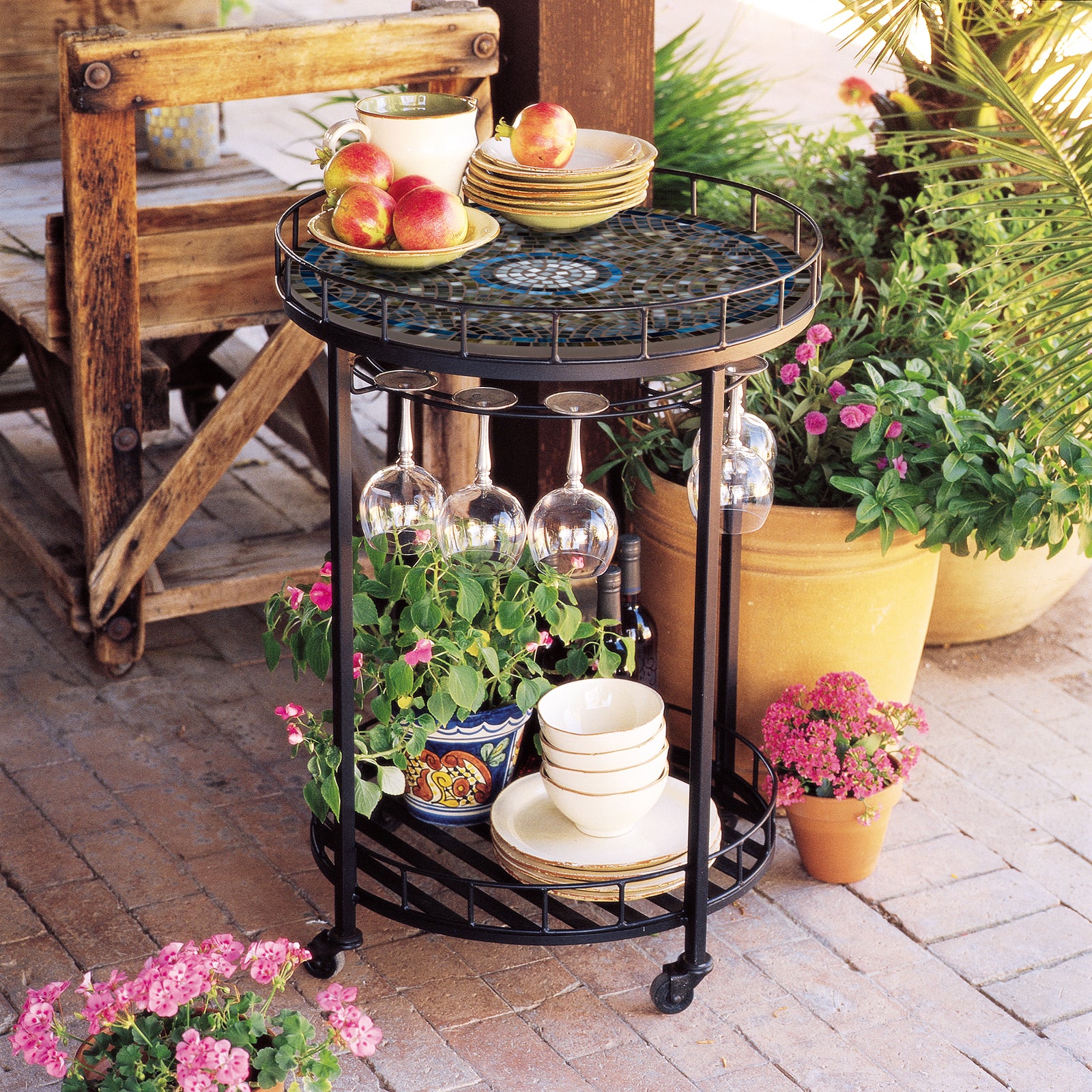 Slate Glass Mosaic Serving Cart