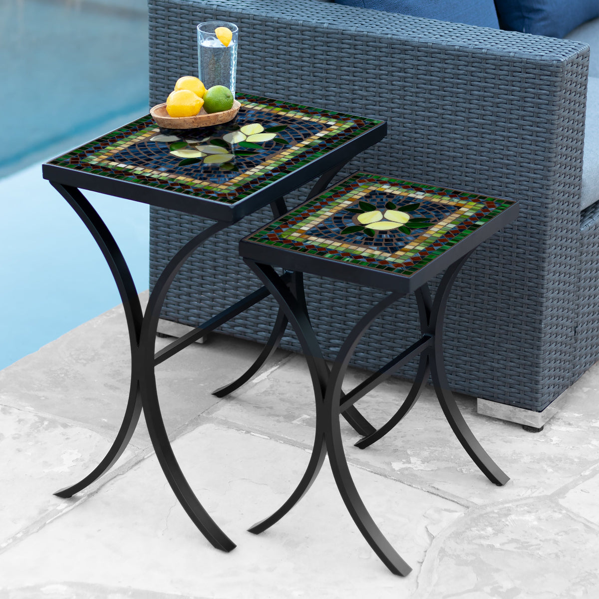 Tuscan Lemons Mosaic Nesting Tables
