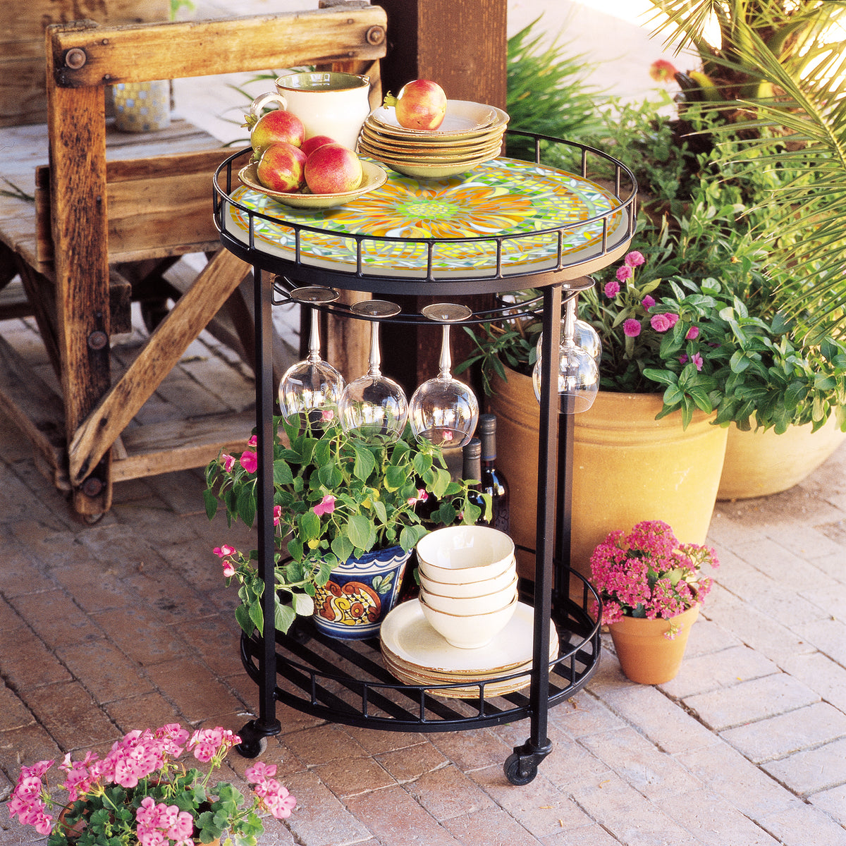 Umbria Mosaic Serving Cart