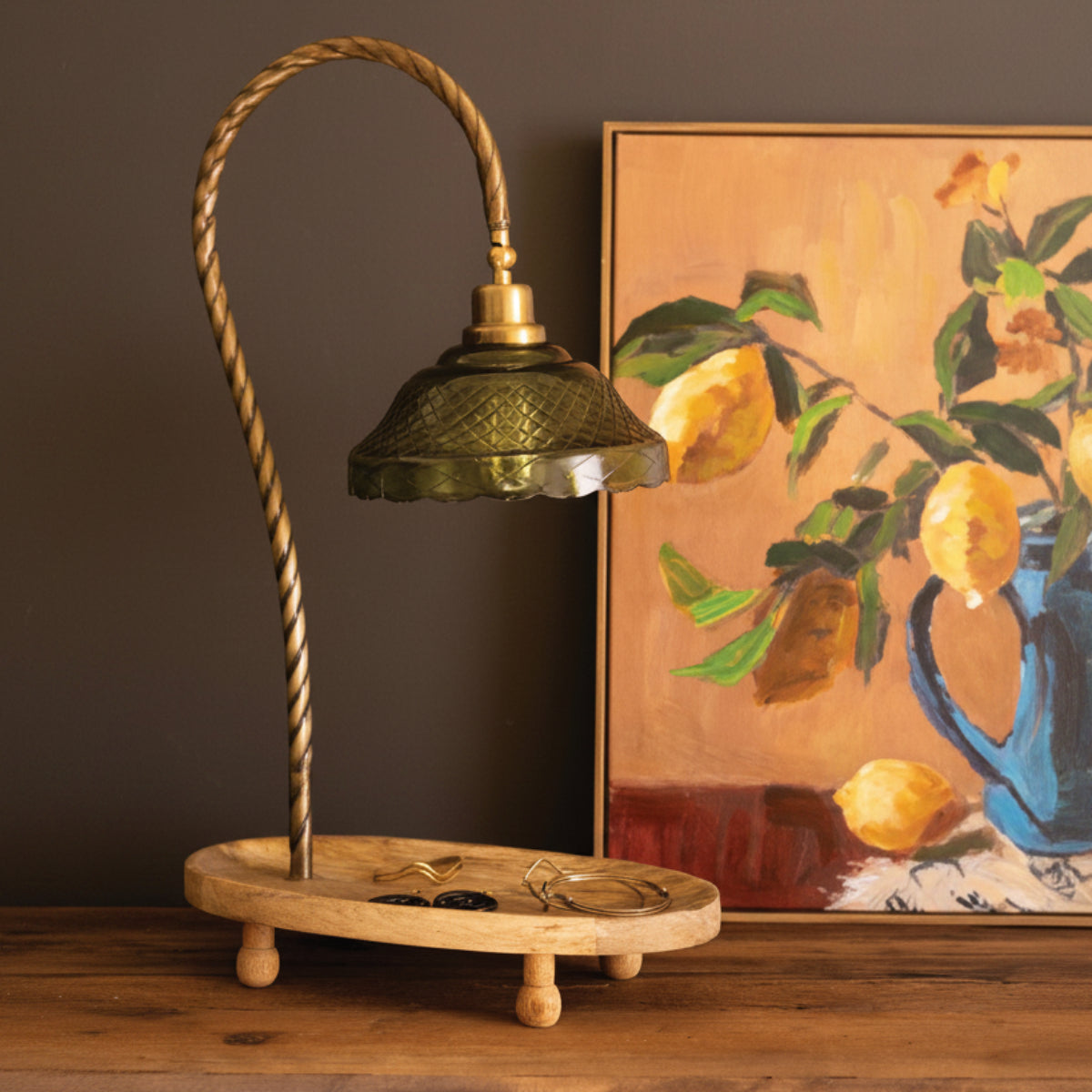Verdant Grove Glass Table Lamp