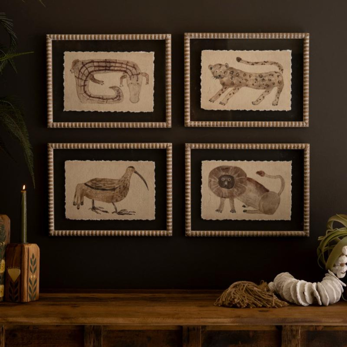 Vintage Safari Animal Wall Art Set