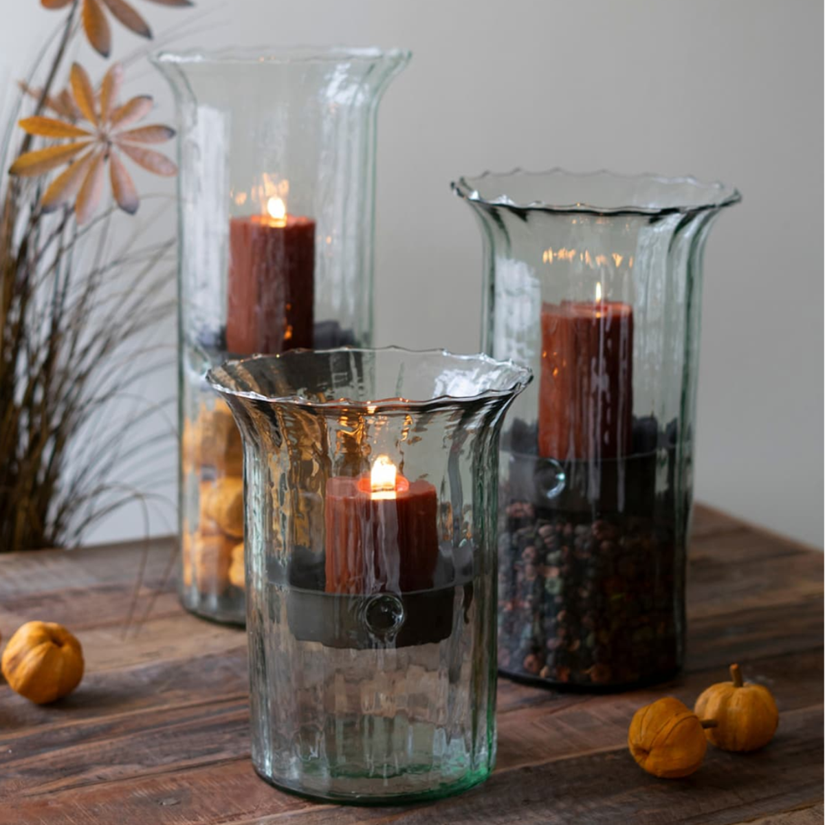 Wavy Edge Glass Hurricanes