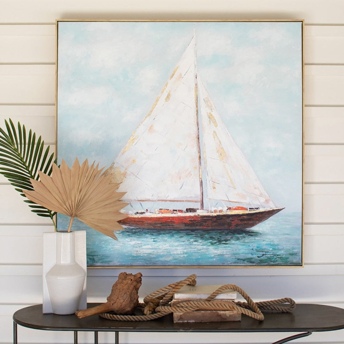 Windward Voyage – Framed Sailboat Oil Painting