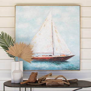 Windward Voyage – Framed Sailboat Oil Painting