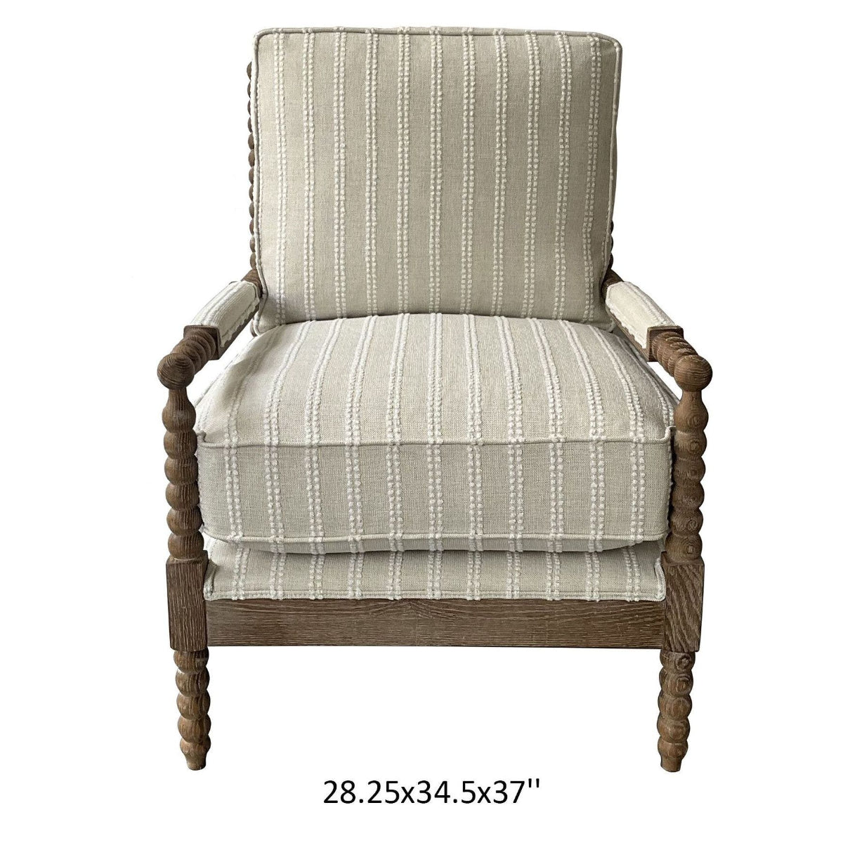 Chair with striped cushion on a white background